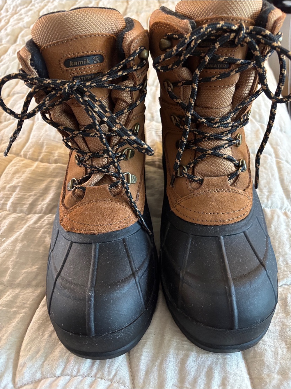 Kamik Brown and Black Waterproof and  Insulated Men’s Winter Boots Size 10